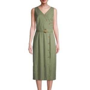 Time and Tru Sage Green Midi Dress (BELT NOT INCLUDED)